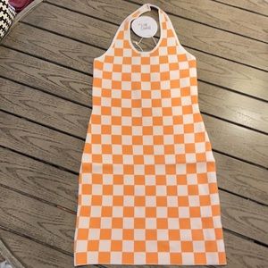 Princess Polly checkmate halter mini Dress NWT